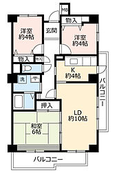 UR都市機構日進香久山花の街5号棟 3LDKの間取図画像