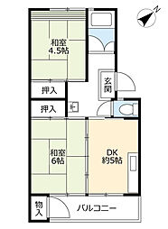 UR都市機構保見団地138棟 2DKの間取図画像