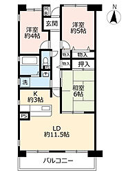 UR日進香久山花の街 3階3LDKの間取り
