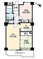 UR都市機構日進香久山花の街12号棟 3LDKの間取図画像