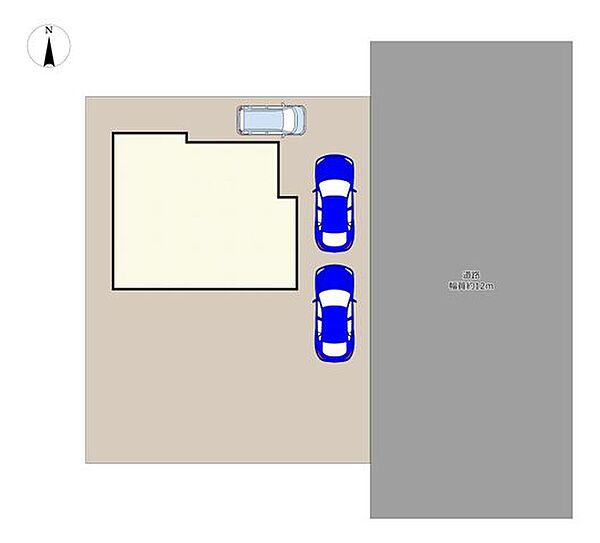 【敷地図】土地約81坪。外構は駐車場を新設し、庭木伐採、除草、砕石敷き込み、カーポート撤去等を行う予定です。駐車場は3台確保されています。