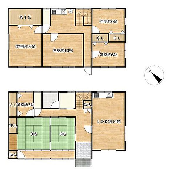【間取り図】建物約51坪。6LDK（2S)の大型間取りです。