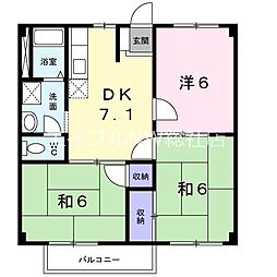 水島臨海鉄道 球場前駅 徒歩13分の賃貸アパート 2階3DKの間取り