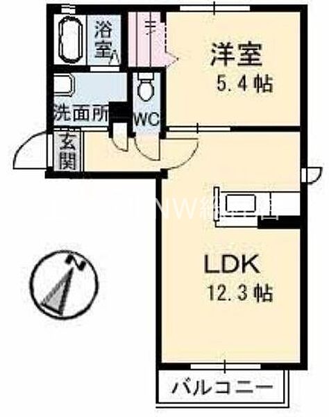 岡山県倉敷市川入(賃貸アパート1LDK・1階・40.41㎡)の写真 その2