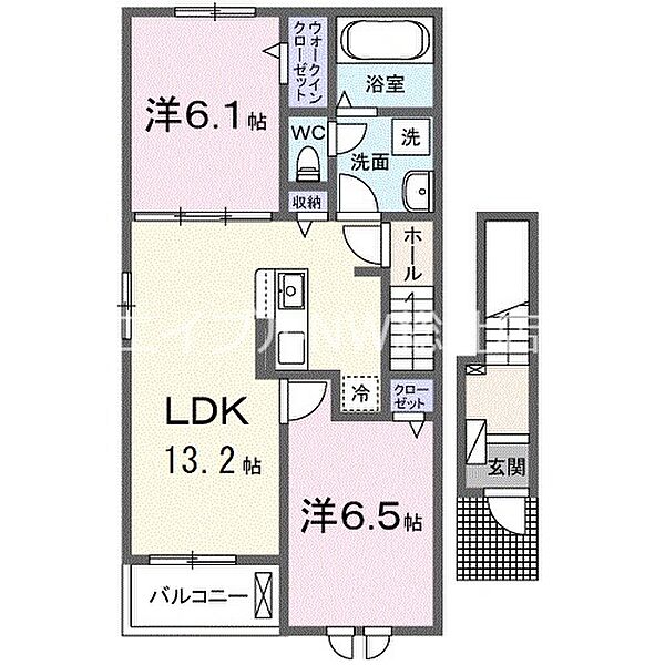 岡山県小田郡矢掛町矢掛(賃貸アパート2LDK・2階・59.58㎡)の写真 その2