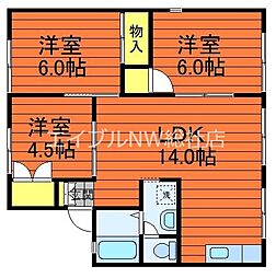 水島臨海鉄道 倉敷市駅 徒歩24分の賃貸アパート 2階3LDKの間取り