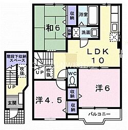 JR山陽本線 倉敷駅 バス10分 笹沖下車 徒歩4分の賃貸アパート 2階3LDKの間取り