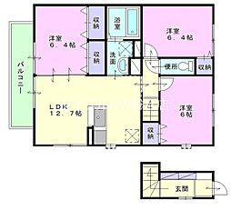 JR山陽本線 倉敷駅 徒歩19分の賃貸アパート 2階3LDKの間取り