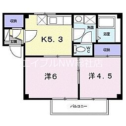 井原鉄道 子守唄の里高屋駅 徒歩8分の賃貸アパート 2階2Kの間取り