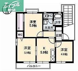 水島臨海鉄道 球場前駅 徒歩15分の賃貸アパート 1階3Kの間取り