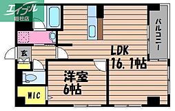 JR山陽本線 倉敷駅 徒歩9分の賃貸マンション 2階1LDKの間取り