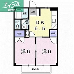 JR山陽本線 西阿知駅 徒歩35分の賃貸アパート 2階2DKの間取り
