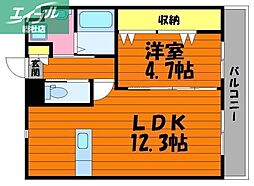Anticabellacasa 1LDKの間取図画像