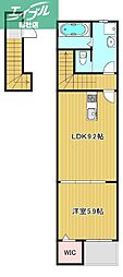 倉敷市中畝2丁目アパート 1LDKの間取図画像