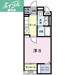 クレール壱番館 1Kの間取図画像