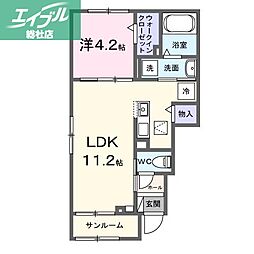 インステリア 1LDKの間取図画像