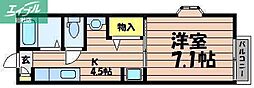 コーポ141A 1Kの間取図画像