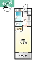 サンルームあじさい 1Kの間取図画像