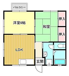 ひまわりかんB 2LDKの間取図画像