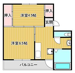 ヴィラナリー豊岡1号棟 2Kの間取図画像