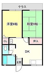 ティアラ1 2DKの間取図画像
