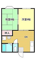ストークフォーレストH棟 2DKの間取図画像