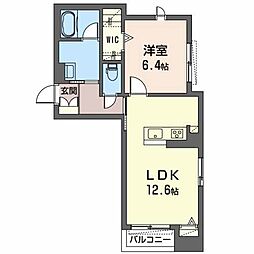 フォレストコート 1LDKの間取図画像