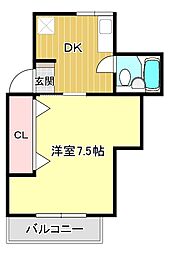 ウイズ高屋 1DKの間取図画像