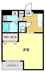 ルミエール豊岡2 1Kの間取図画像