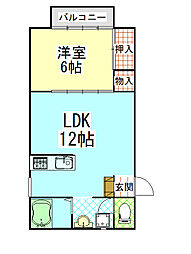 アーバンヒルズB 1LDKの間取図画像