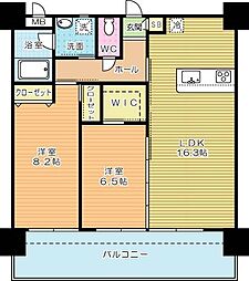 フェルト1021 7階2LDKの間取り