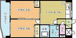 コートハウス大手町 2LDKの間取図画像