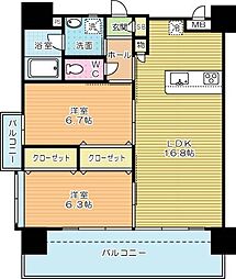 フェルト1021 7階2LDKの間取り