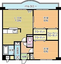 クレール長尾2 2LDKの間取図画像