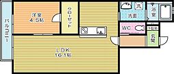 ラカーサフェリス 1LDKの間取図画像