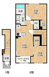 ブドワール 2LDKの間取図画像