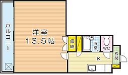 ロイヤルセンチュリー110 1Kの間取図画像