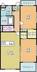 エルティアラ上富野 2LDKの間取図画像