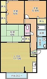 レシェンテ徳力A 3LDKの間取図画像