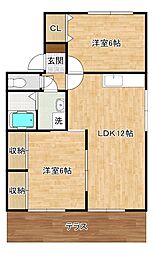 セジュールタカミA 2LDKの間取図画像