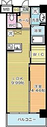 ウイングス三郎丸 1LDKの間取図画像