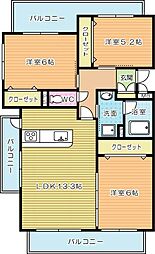 クレールコパン 3LDKの間取図画像