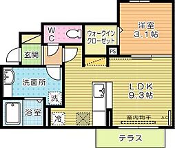 エスポワールモモ 1LDKの間取図画像