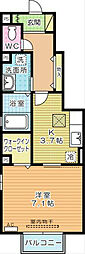 エスペランサ小倉北 1Kの間取図画像