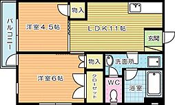 セゾン片野公園前 1LDKの間取図画像