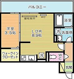 グランドソレイユ小倉北 1LDKの間取図画像