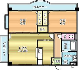 クレール長尾2 2LDKの間取図画像