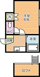 レタスクラブ皿山 1Kの間取図画像