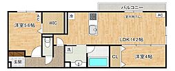 D-ROOM浅生 2LDKの間取図画像