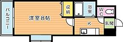 アリエストム 1Kの間取図画像